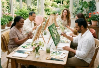 Seniors painting together